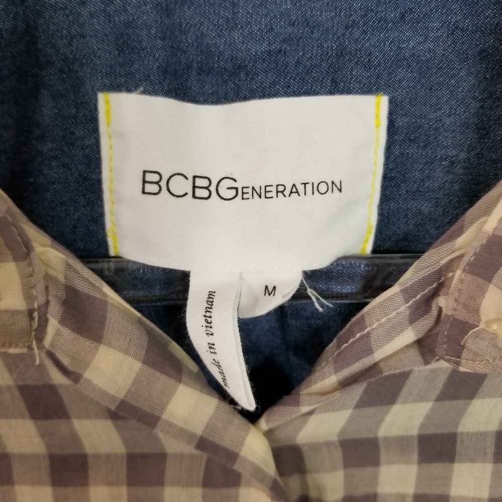 Bcbgeneration Plaid Chiffon Button Down Shirt M - image 4